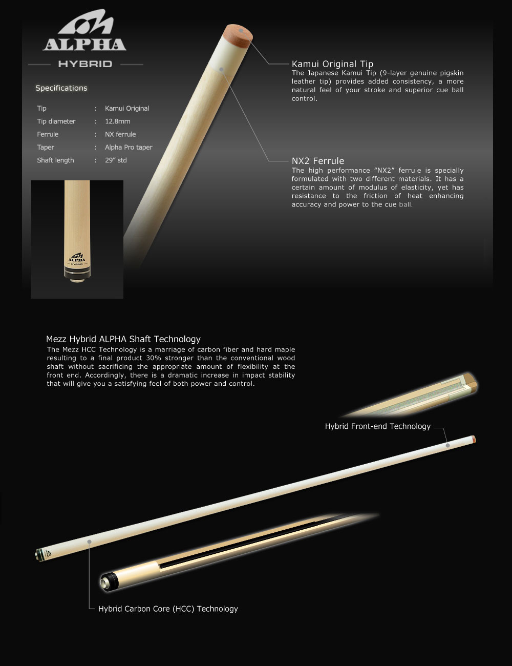 Mezz Cue ACE初期型Hybrid alphaシャフト