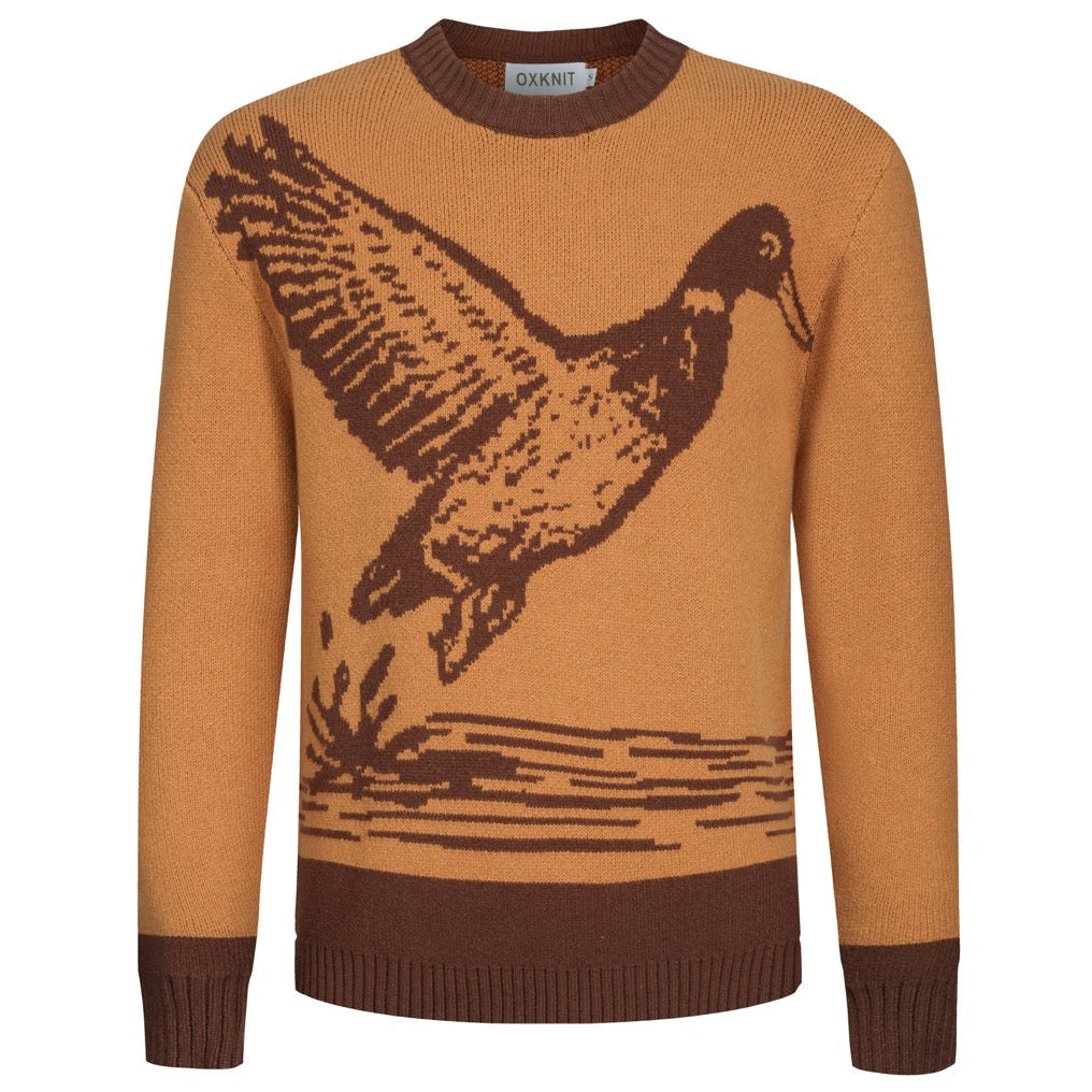 Men's khaki vintage duck print jacquard sweater – OXKnit