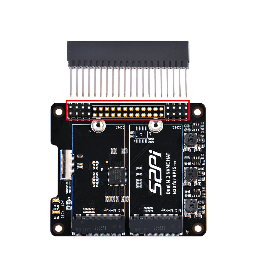 52Pi N20 Dual 2242 NVMe HAT for Raspberry Pi 5, Supprt Two 2242
