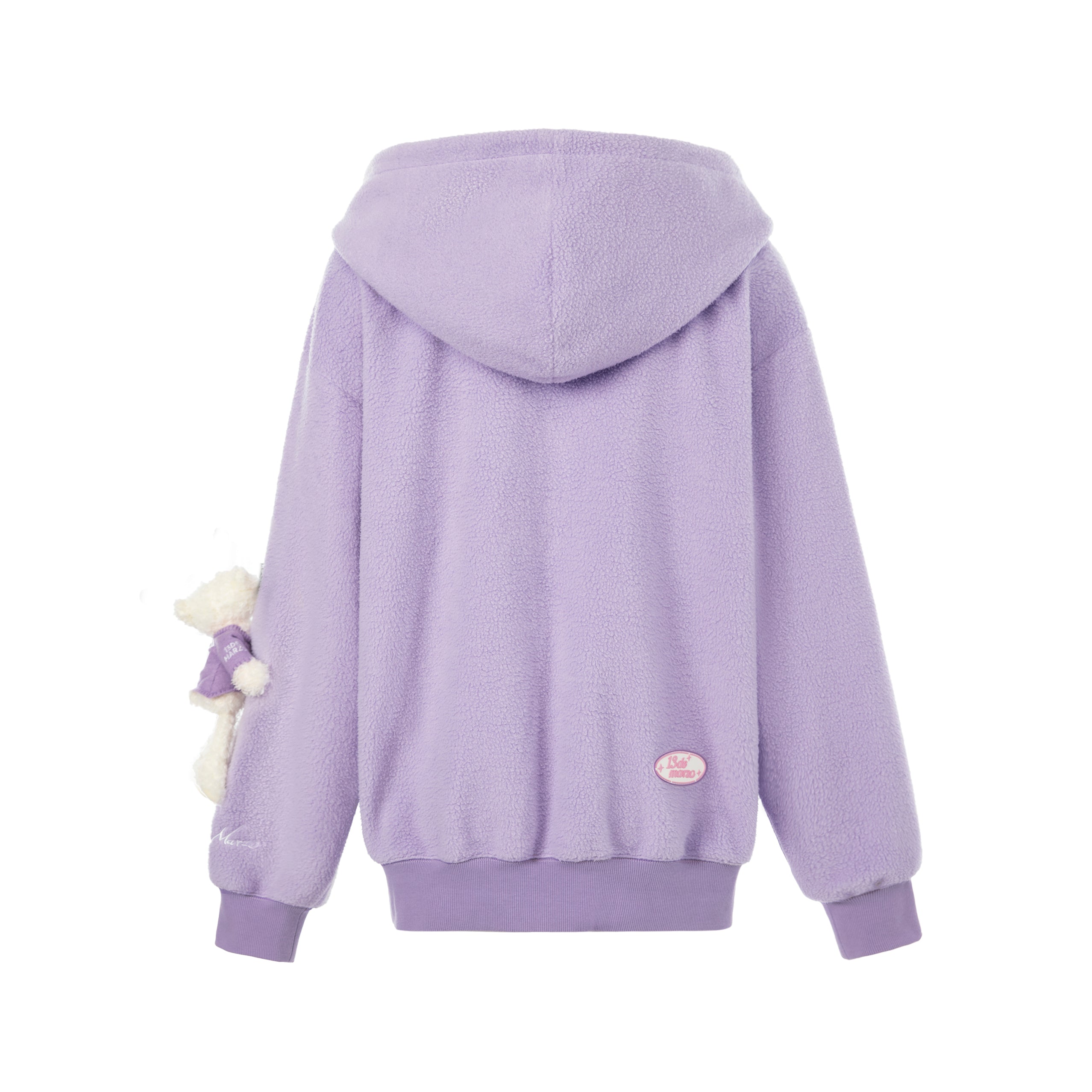 13DE MARZO Kuromi Bear Scarf Fleece Hoodie