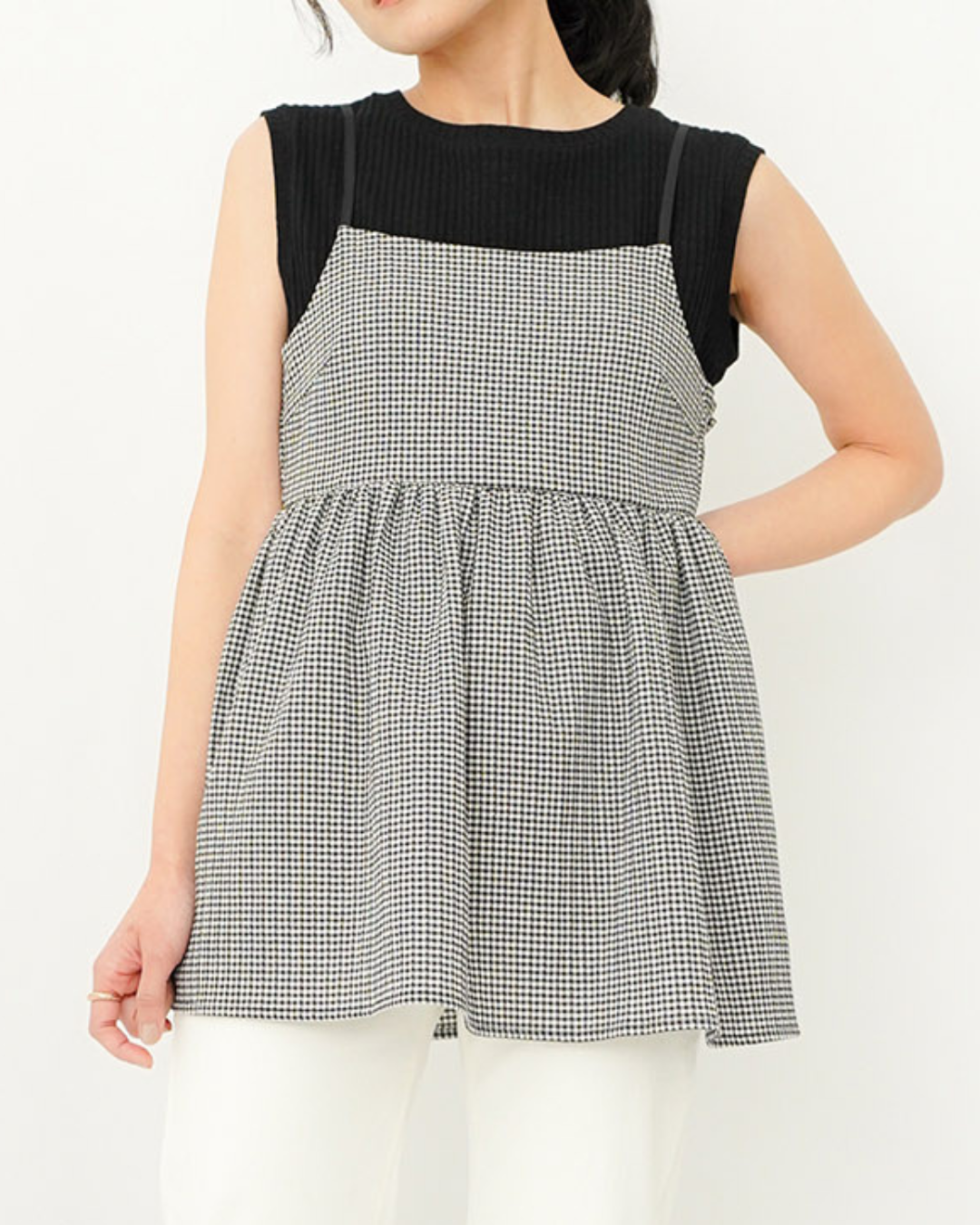 147_ichi_yon_nana】ギンガムキャミソールビスチェ｜小柄女性向け