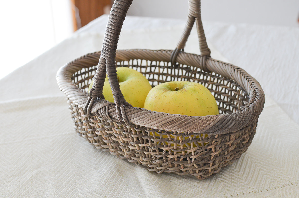 長野県/むきあけび すかし編小判 手付き盛りかご 小・大 2サイズ