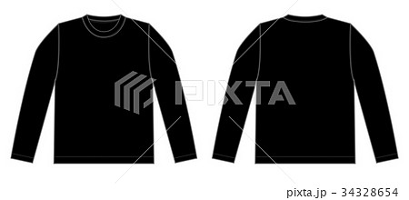 長袖Tシャツ 絵型イラスト (黒）のイラスト素材 [34328654] - PIXTA