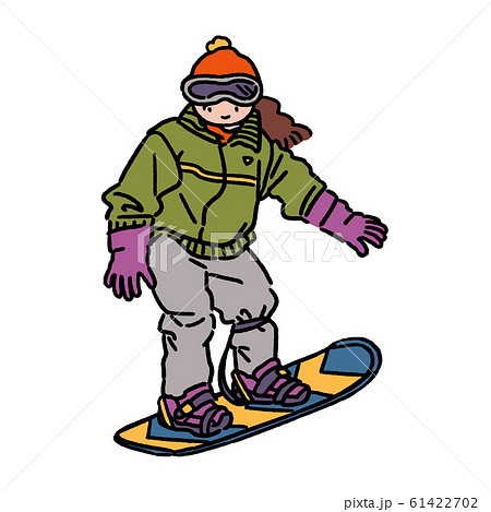 スノボ・子供（女の子）のイラスト素材 [61422702] - PIXTA