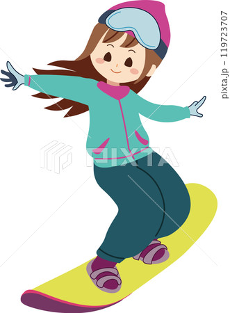 スノーボード,子供,女の子のイラスト素材 [119723707] - PIXTA