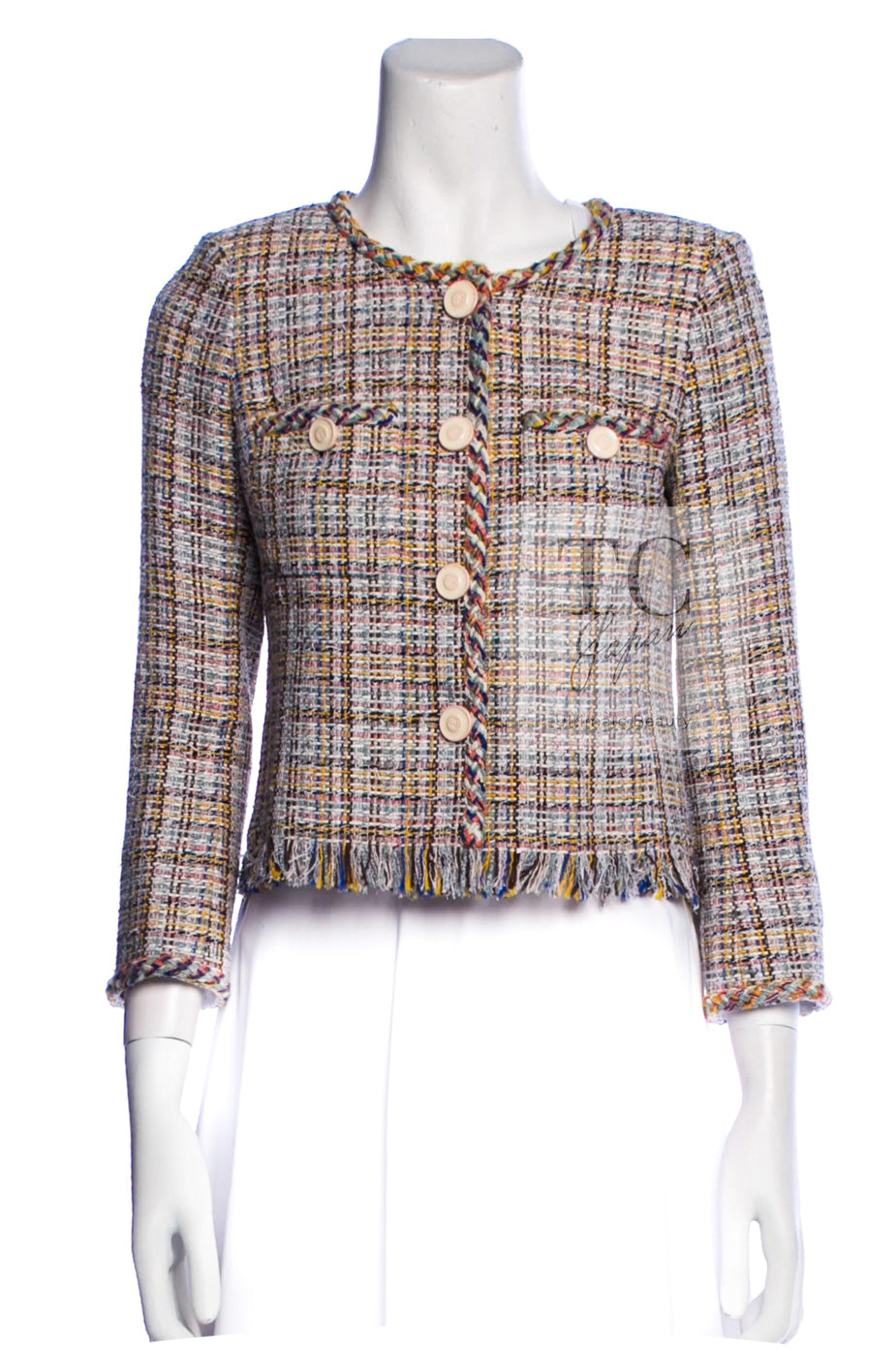 シャネル ジャケット CHANEL マルチカラー フリンジ コットン ノー