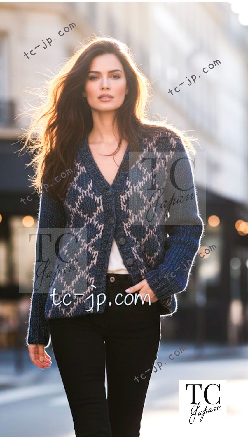 シャネル カーディガン CHANEL ネイビー モヘア マトラッセ 肉厚