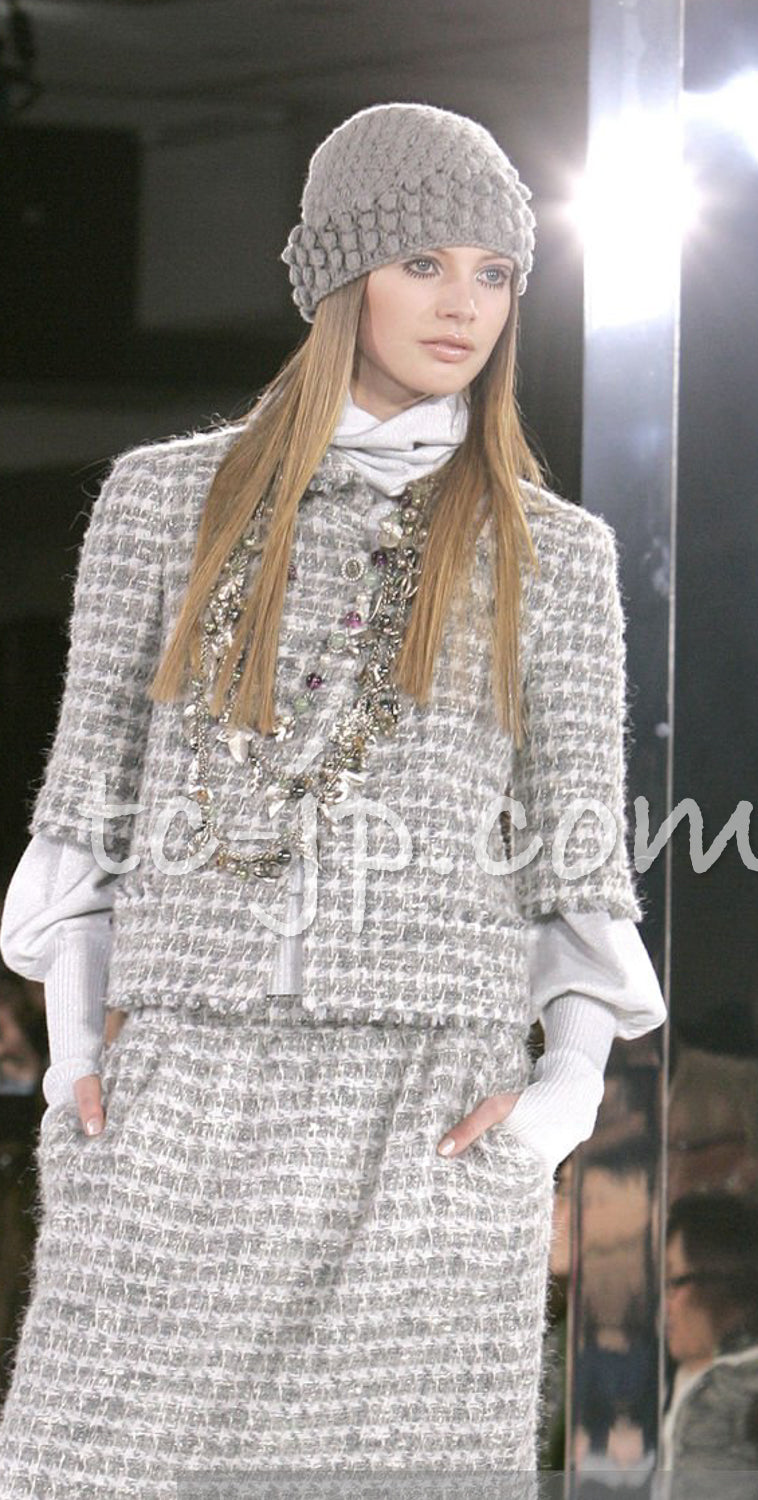 シャネル スカート CHANEL グレー シルバー ふんわり ウール カシミヤ