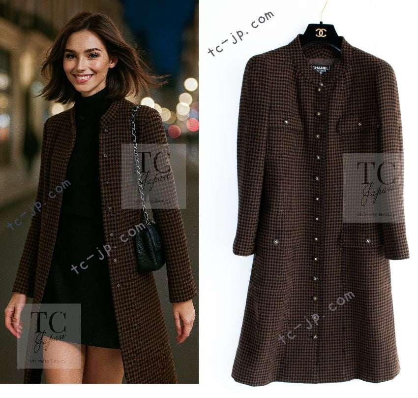 シャネル ヴィンテージ ワンピース コート CHANEL ブラウン ブラック