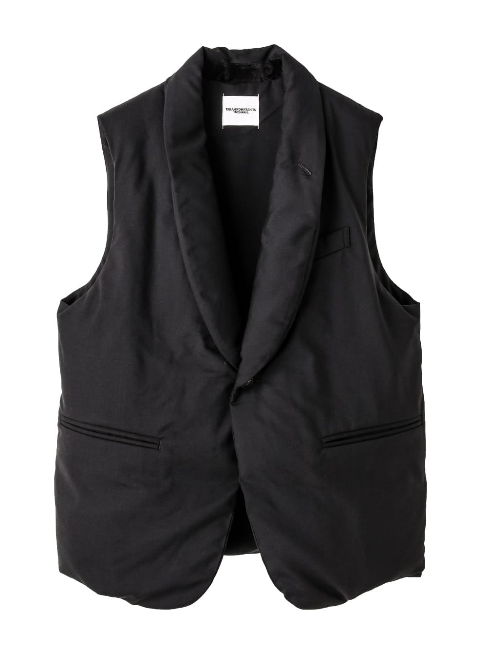 sj.0022AW25-black ショールカラーダウンベスト The Black-and-White