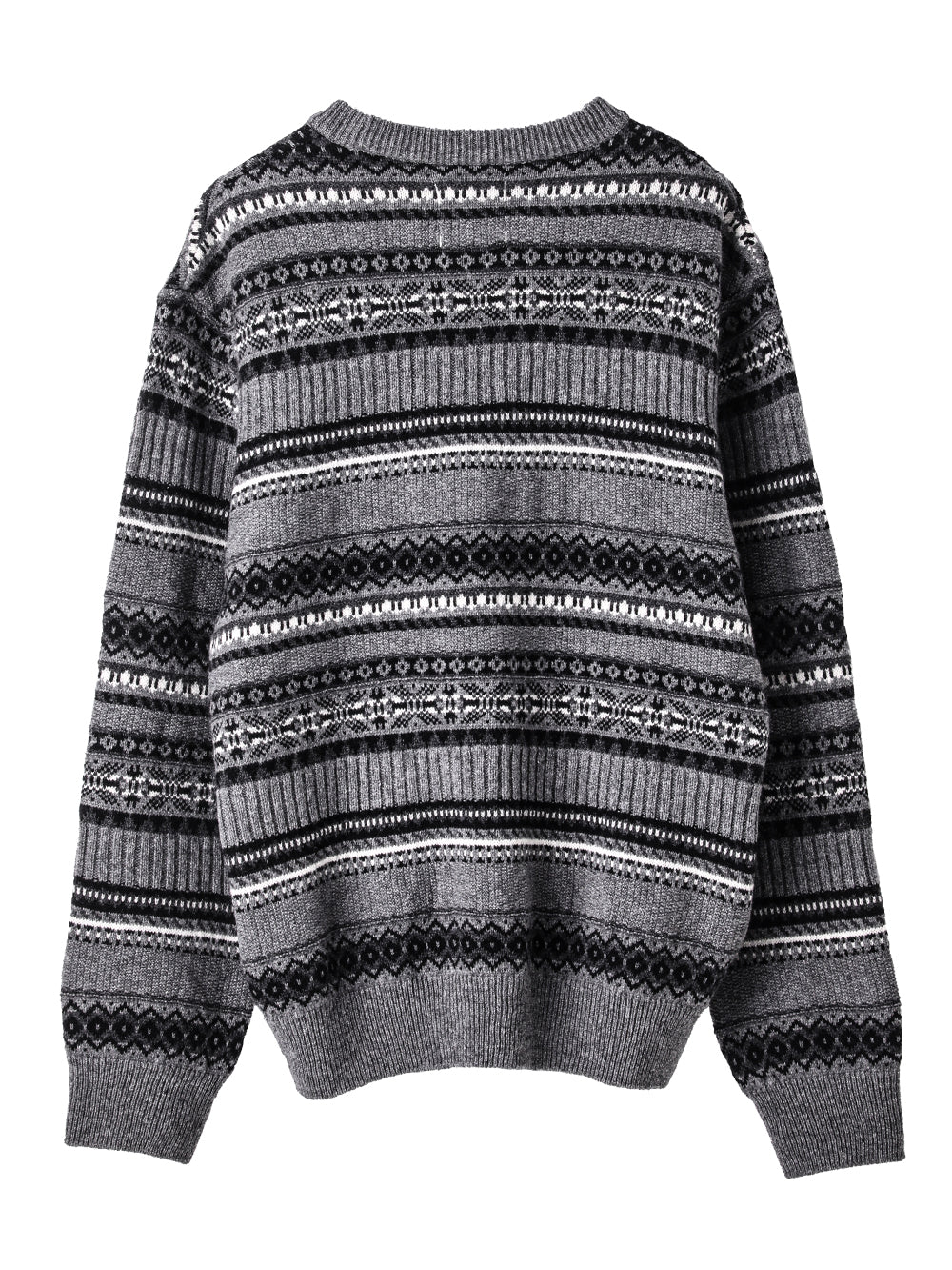 sk.0011AW25-gray mono フェアアイルクルーネックセーター The Black