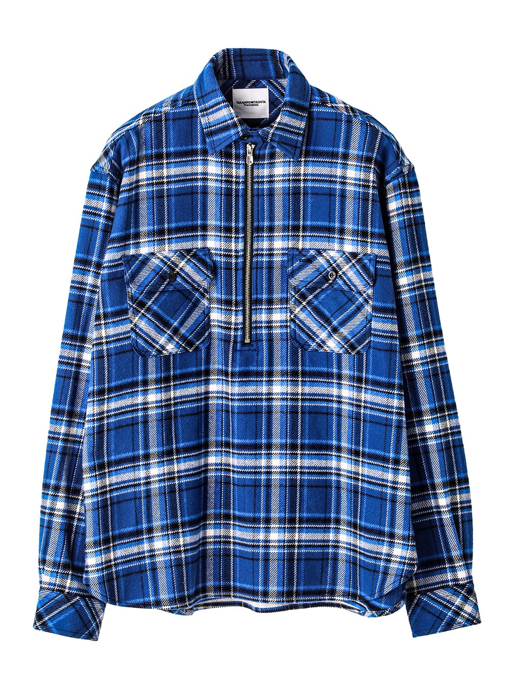 ss.0027AW25-blue ハーフジッププルオーバーワークシャツ The Black