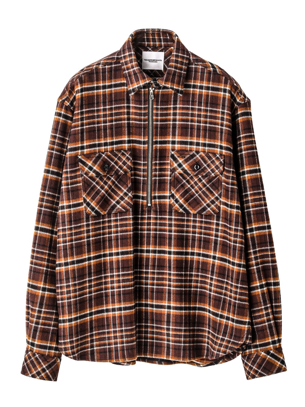 ss.0027AW25-brown ハーフジッププルオーバーワークシャツ The Black