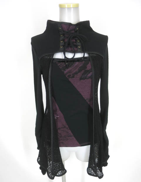 OZZ ONESTE / 和柄切替 胸開きニットプルオーバー / オッズオン オッズ