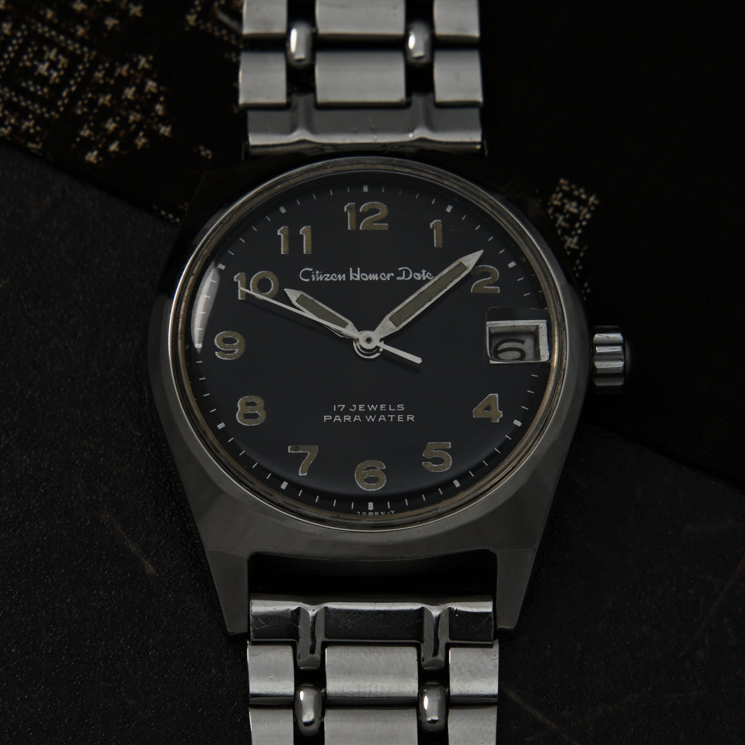 シチズン ホーマーデイト ブラックダイアル アラビア文字 手巻き