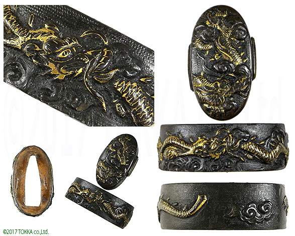 日本刀の縁頭｜赤銅魚子地雲龍図｜日本刀・刀剣販売店・東京【十拳】