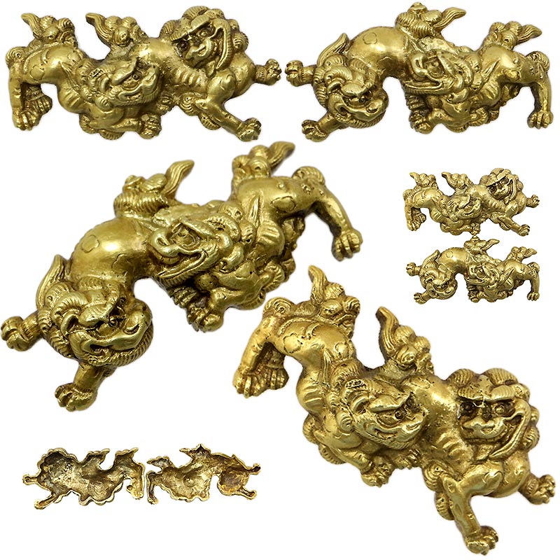 日本刀の目貫｜金無垢地二疋獅子図｜日本刀専門店・東京【十拳-TOKKA-】