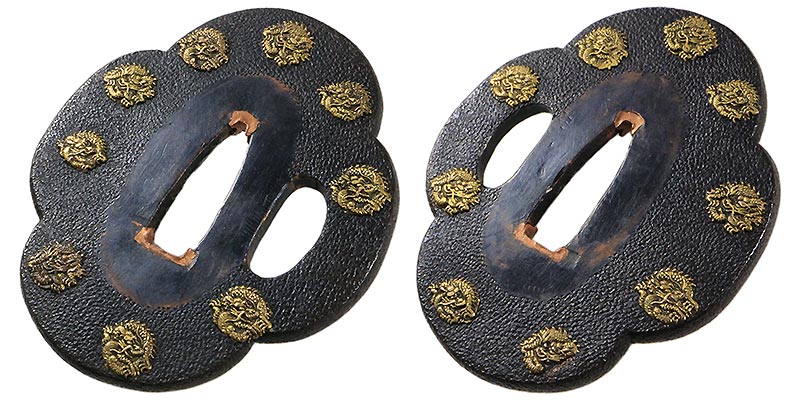 日本刀の鐔・鍔｜赤銅石目地木瓜形丸龍図｜日本刀専門店・東京【十拳】