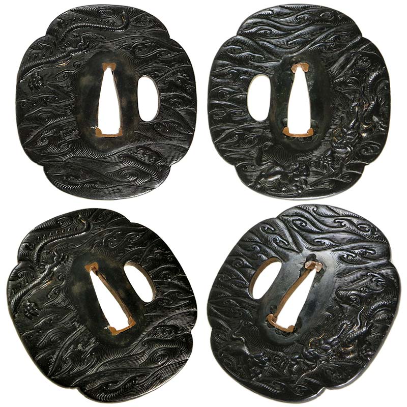 日本刀の鐔・鍔｜赤銅地波に龍虎図｜日本刀専門店・東京【十拳】