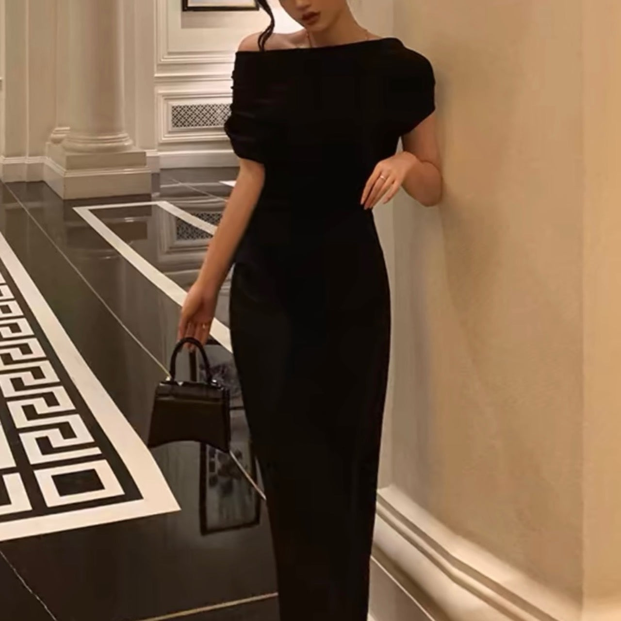 XS,S,Mサイズ即日発送】オフショルダーブラックドレスワンピース