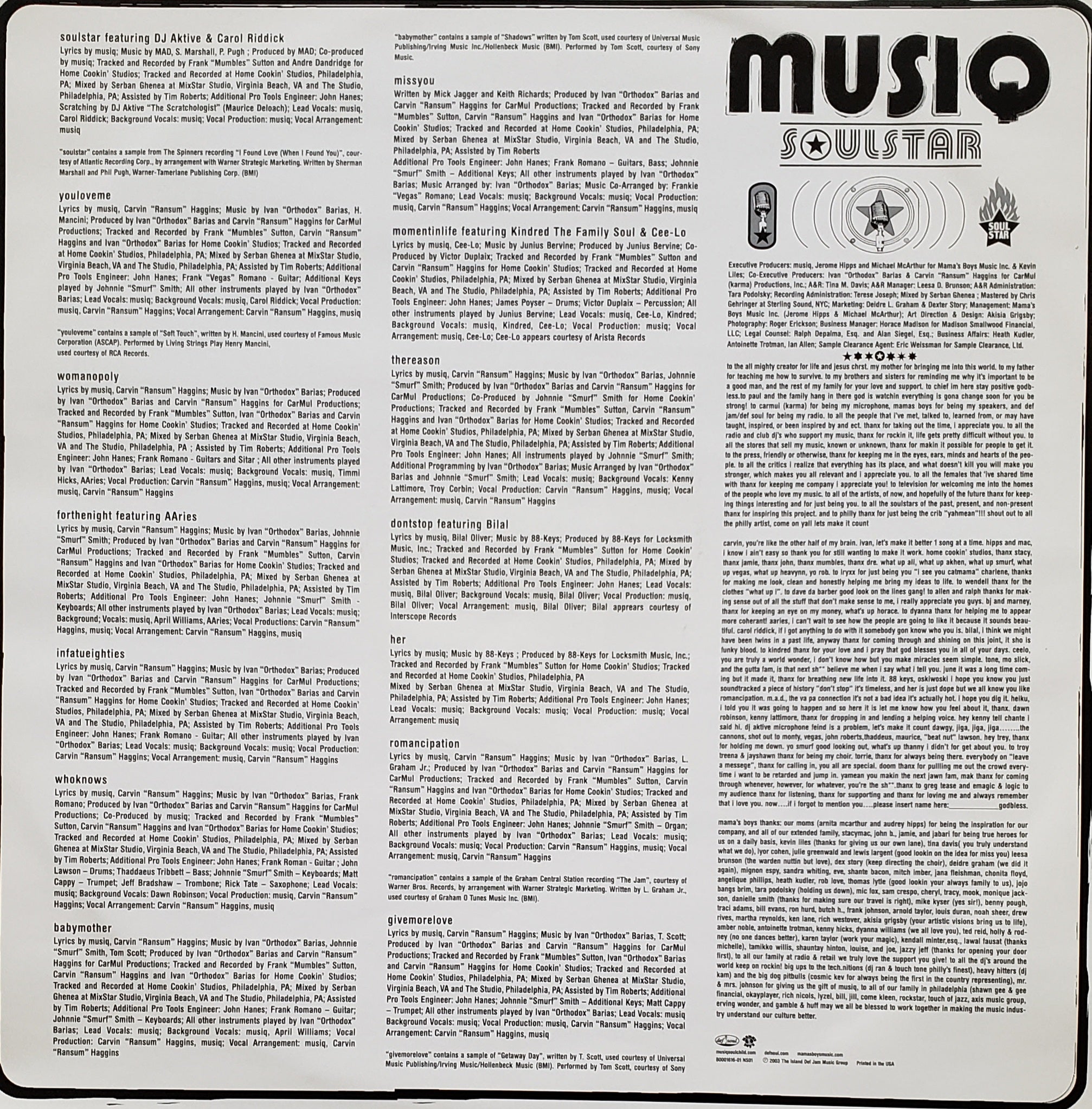 Musiq Soulchild - Soulstar (2x LP Album) – Total Vintage