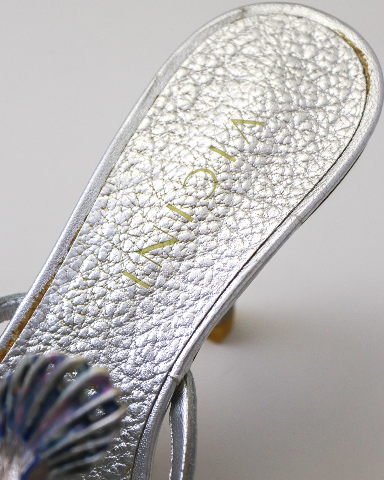 Vintage Vicini Giuseppe Zanotti Silver Fish Thong Mule Heels