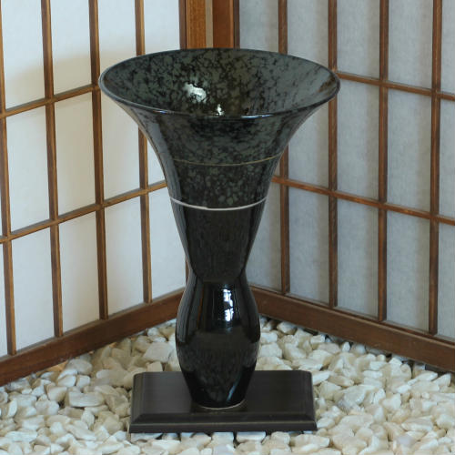 楽天市場】信楽焼 花器 黒 斑点 口広 長 金線 生花 池坊 立花 小原流