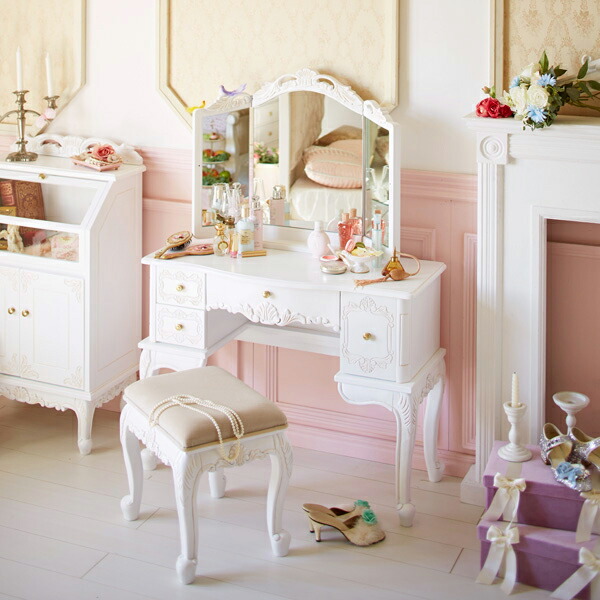 楽天市場】【直送】ドレッサー＆スツール（三面鏡・ベージュ）/Noble