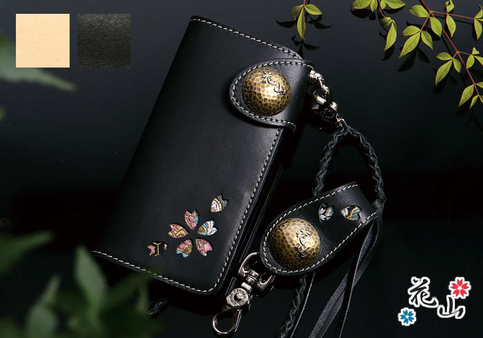 楽天市場】花山[かざん] 都桜金襴 桜型抜き レザーロングウォレット 和