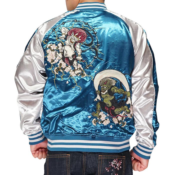 楽天市場】朧 [おぼろ] 和柄 スカジャン メンズ 風神 雷神 刺繍 華鳥