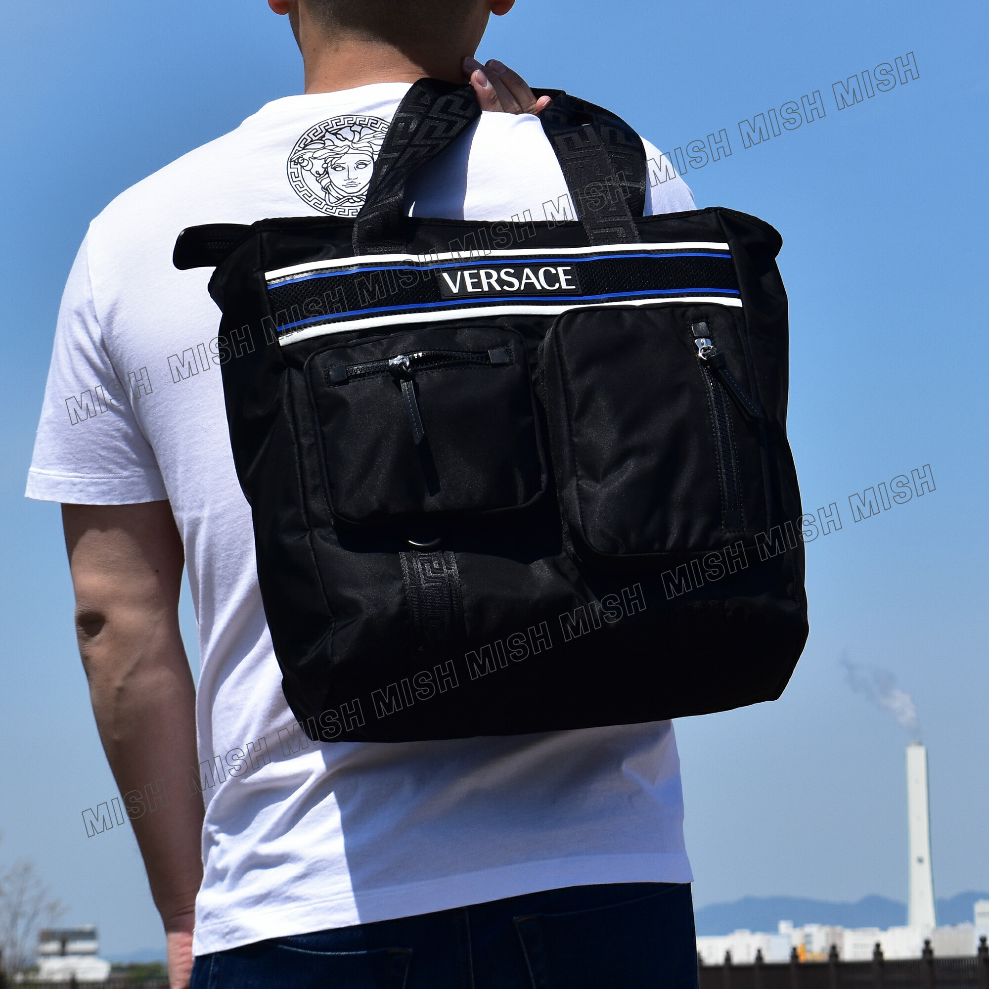 楽天市場】ヴェルサーチ バッグ トートバッグ ナイロン ロゴ A4 メンズ