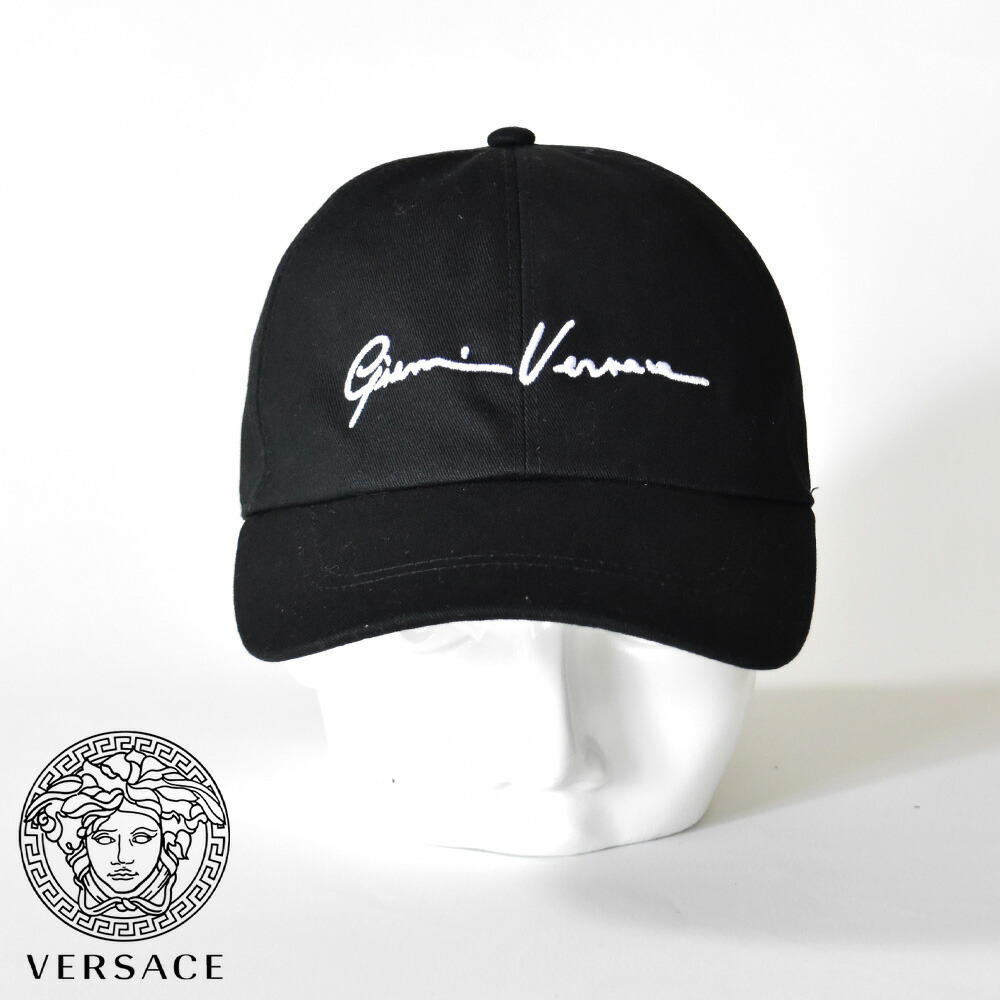 楽天市場】ヴェルサーチ キャップ ロゴ 刺繍 筆記体 ブラック メンズ