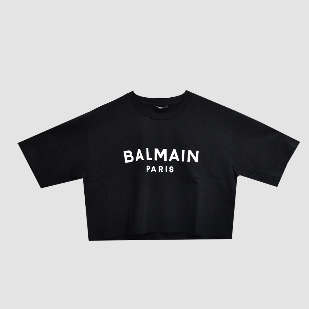 楽天市場】バルマン Tシャツ レディース ロゴ クロップ丈 半袖 半端丈