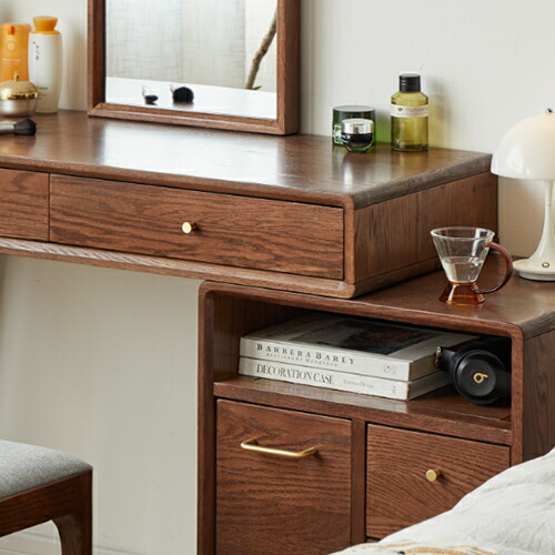 楽天市場】化粧台 伸縮ドレッサー 天然木 化粧テーブル オーク材 幅