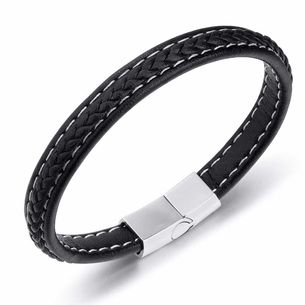 楽天市場】編み込みブラック2連レザーブレスレット 1個販売 プレート