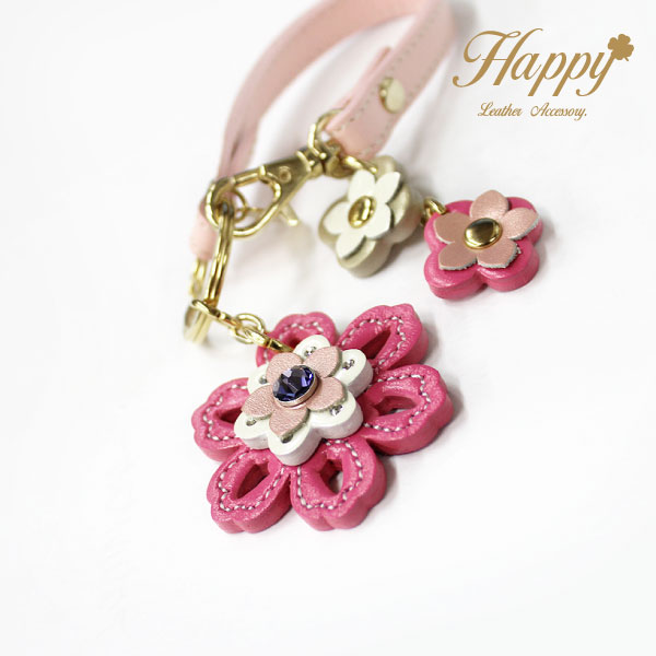 楽天市場】Happy レーシー フラワー バッグチャーム 本革 日本製