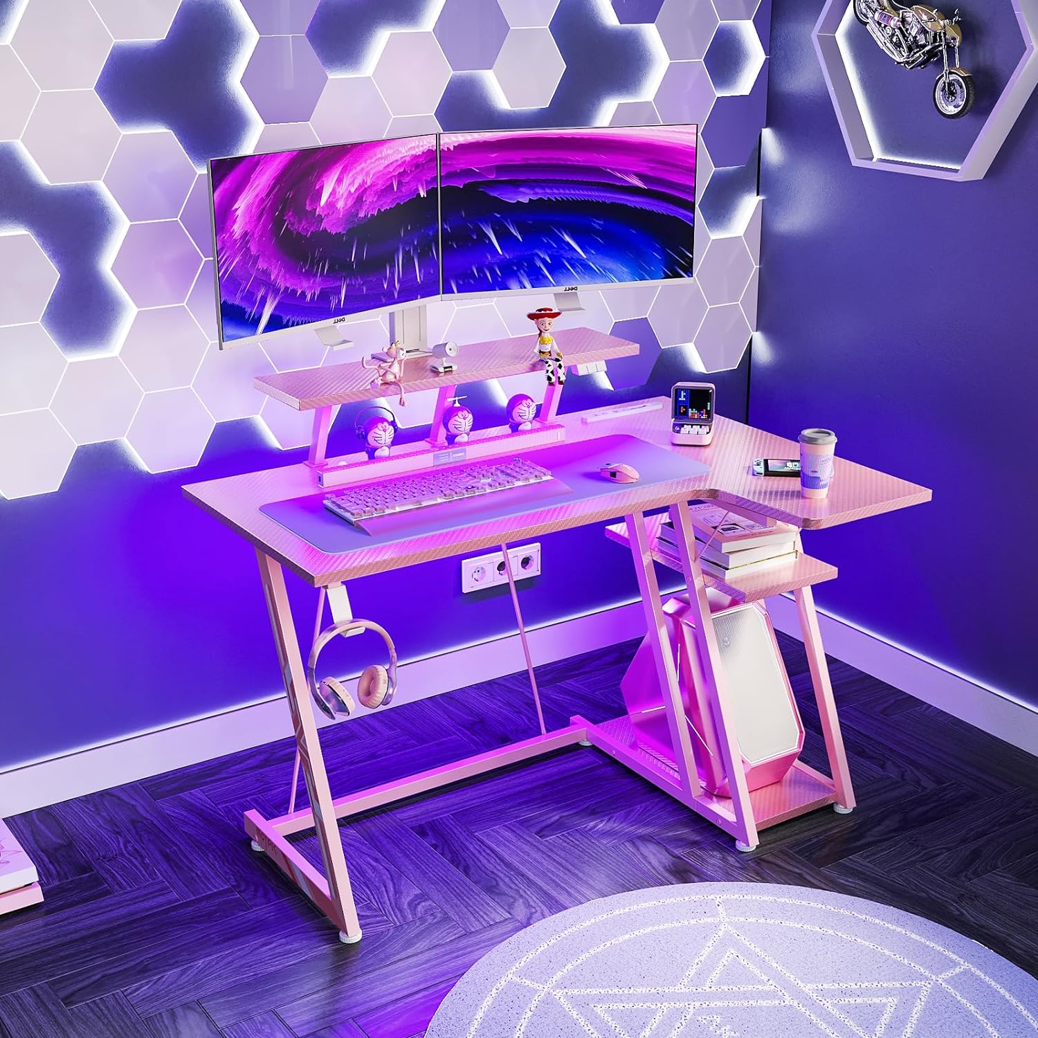 楽天市場】＼10倍ポイントお得／☆送料無料 ゲーミングデスク LED