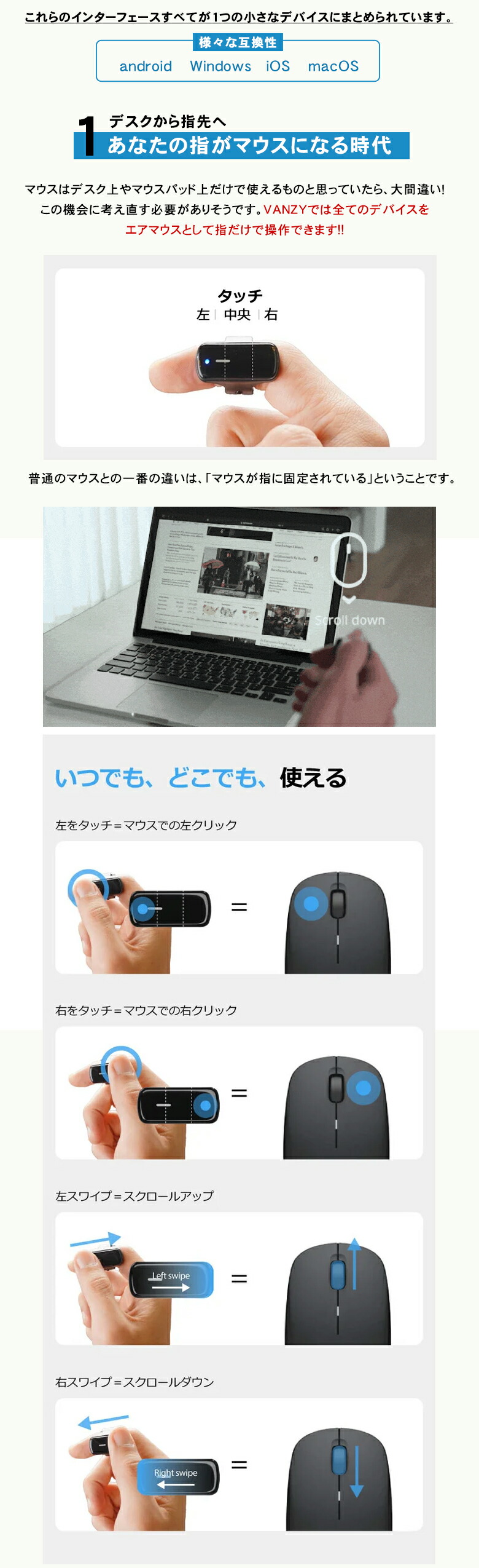 楽天市場】VANZY バンジー リング型マウス リングマウス 次世代マウス