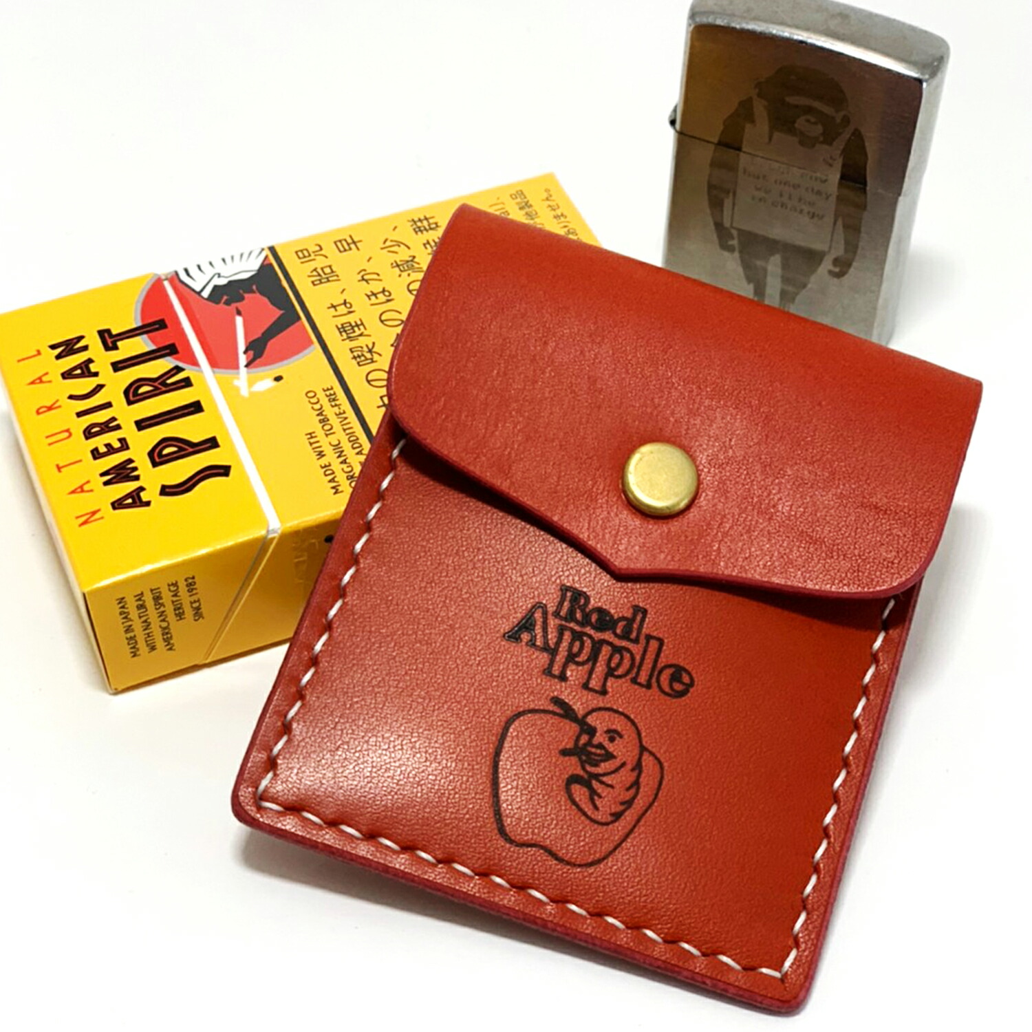 楽天市場】レッドアップル「RED APPLE」ロゴ 焼印 レザー 携帯灰皿