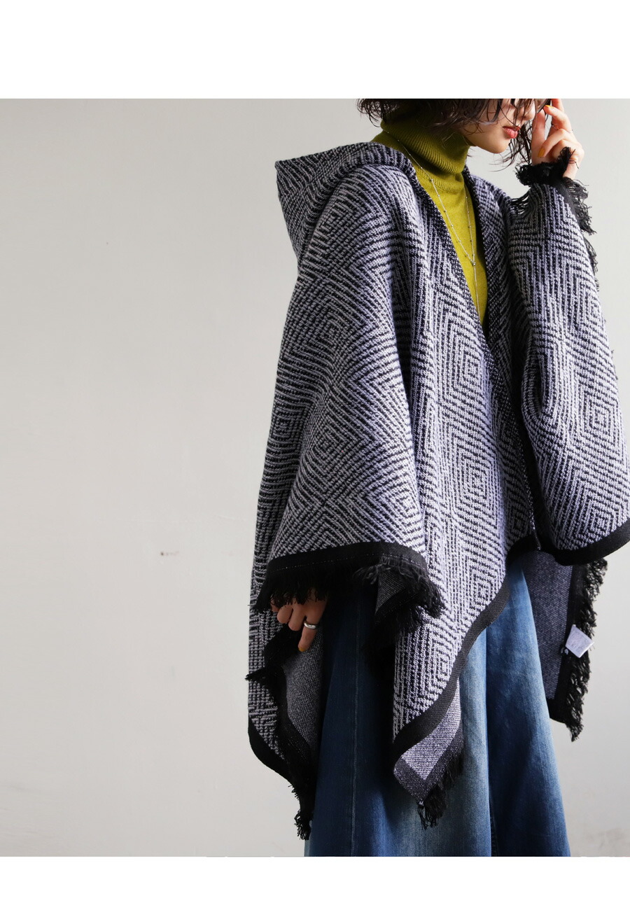 楽天市場】カーディガン カーデ ポンチョ フード付き ストール