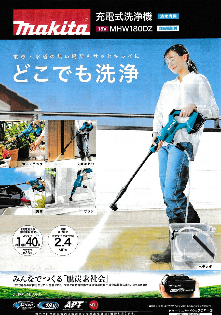 楽天市場】マキタ 充電式洗浄機 MHW180DZ用ペットボトルアダプタ A