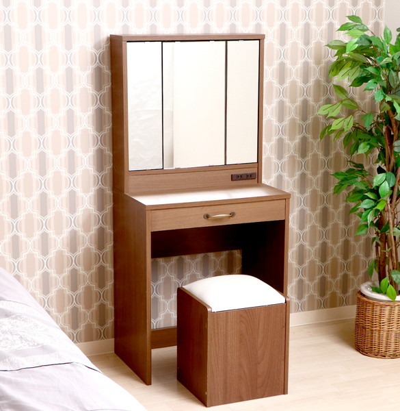 楽天市場】ドレッサー ブラウン 茶色 机 鏡 化粧台 メイク台 鏡台