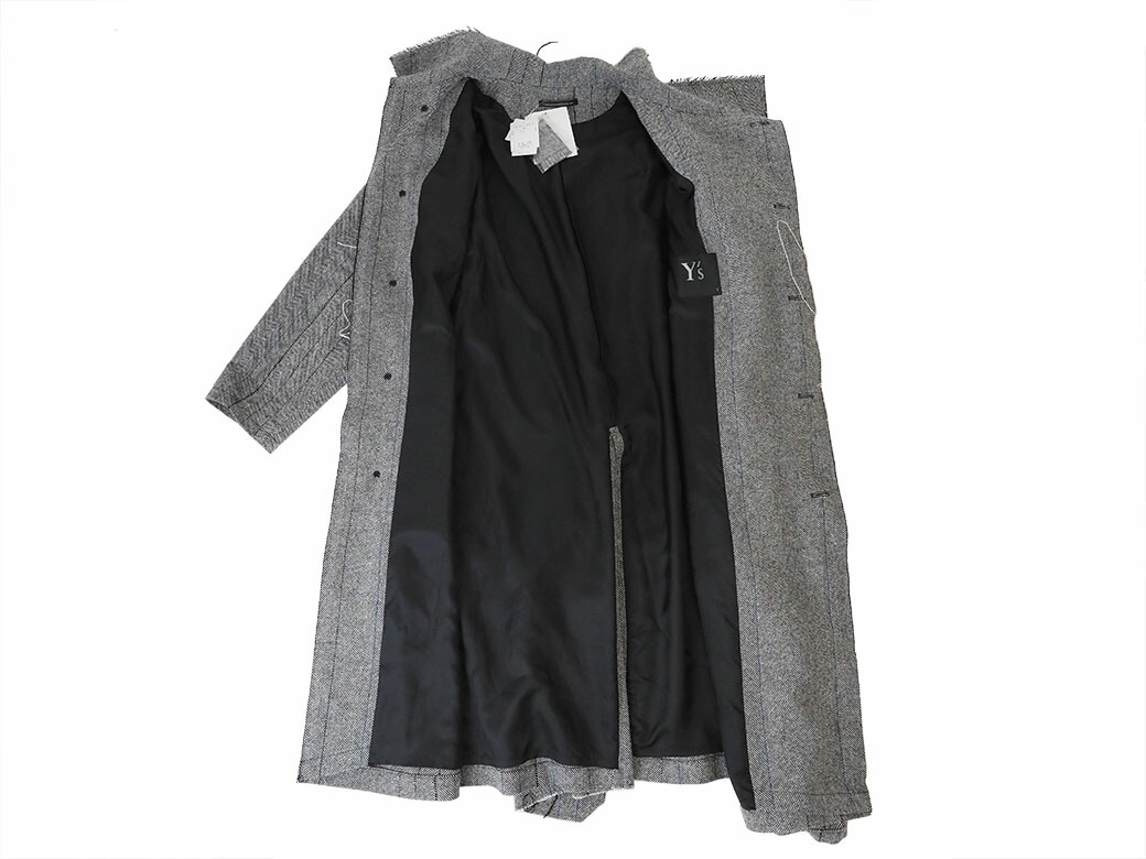 楽天市場】ワイズ ヘリンボーン ストライプ ウールコート グレー YJ