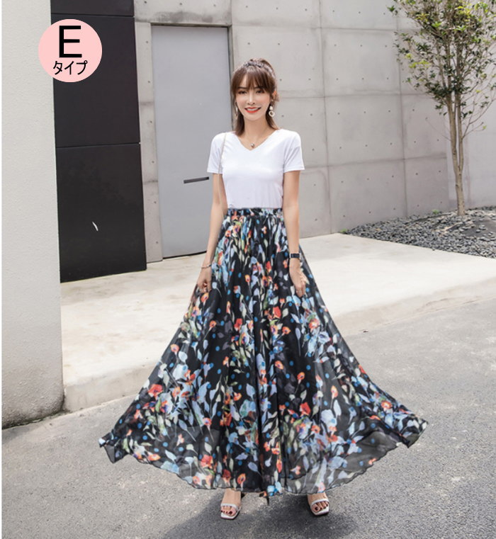 楽天市場】クーポンで10%OFF！ロングスカート 花柄 マキシ丈スカート
