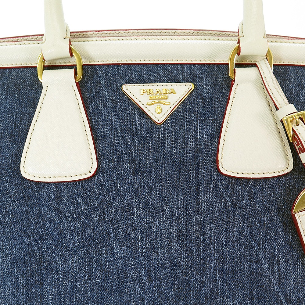 楽天市場】【中古】 プラダ デニム×サフィアーノ BN2441 ハンドバッグ