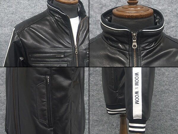 楽天市場】シープスキンレザー スタジャン 革ジャン 黒 羊革（ラム革