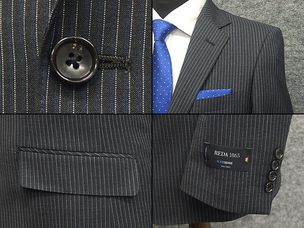 楽天市場】春夏〜通年 イタリー生地[REDA]レダ ICESENSE 紺グレー