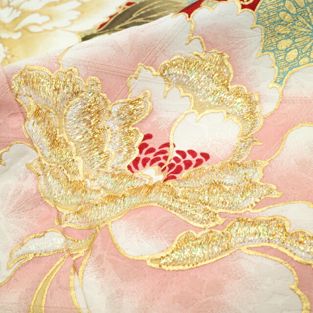 楽天市場】【新品】 振袖 袷 着物 正絹 絹 刺繍 水色 扇 四季の花 牡丹