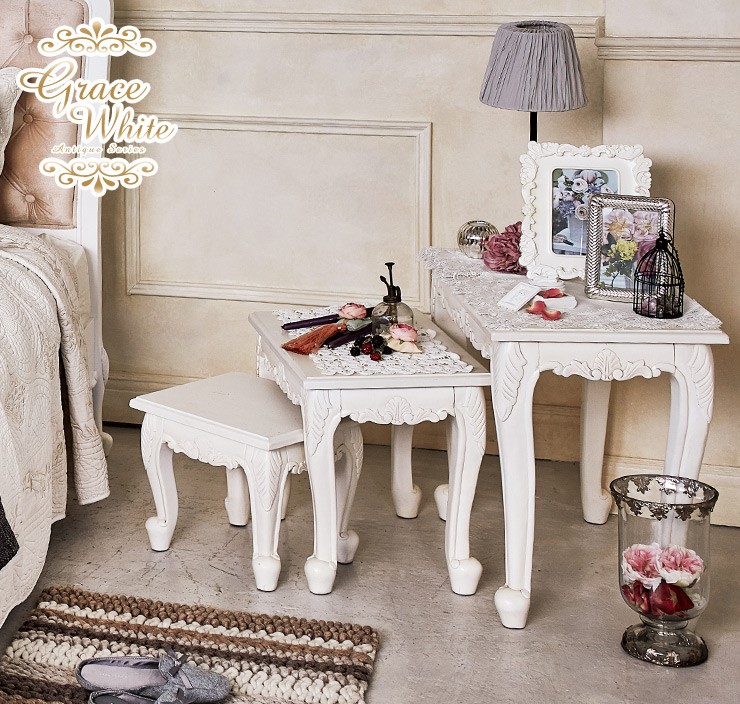 楽天市場】【土日限定☆クーポン有】猫脚 ネストテーブル ホワイト 3個