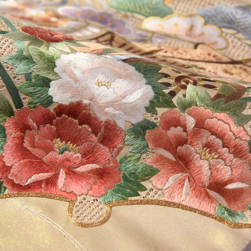 楽天市場】袋帯 お仕立て付き 正絹 蘇州刺繍 汕頭刺繍 御所車に花々